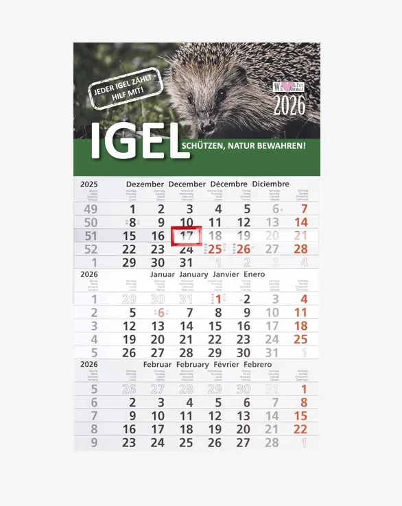 3-Monats-Kalender Igel