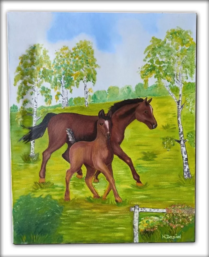 Ölgemälde Pferde von H. Daniel