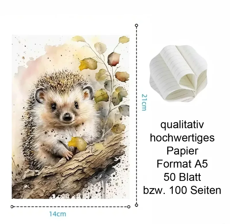 Notizbuch mit Igelmotiv